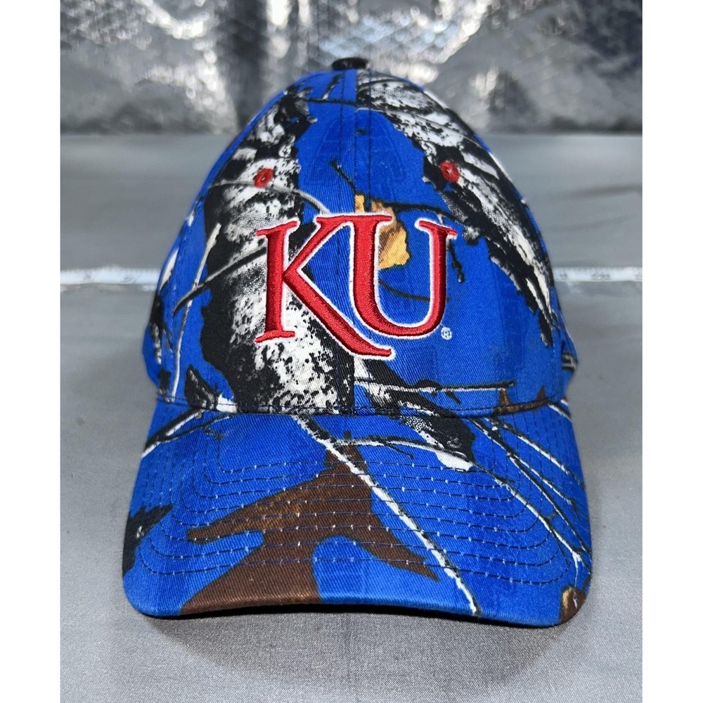 Kansas Jayhawks Hat Cap Fitted Mens M/L Blue Camo NCAA College Zephyr KU